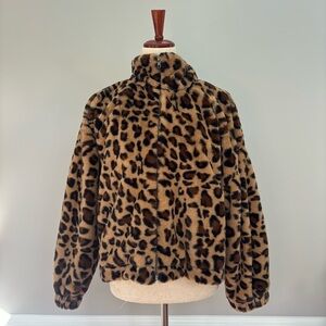 Anna Grace faux leopard fur cropped jacket size S